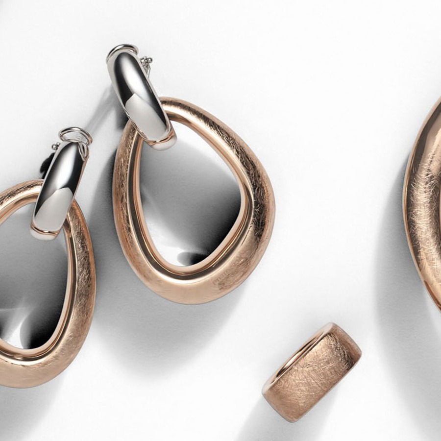 Miniatura: ORPS9090Rb Golden Rosè/Silver Earrings