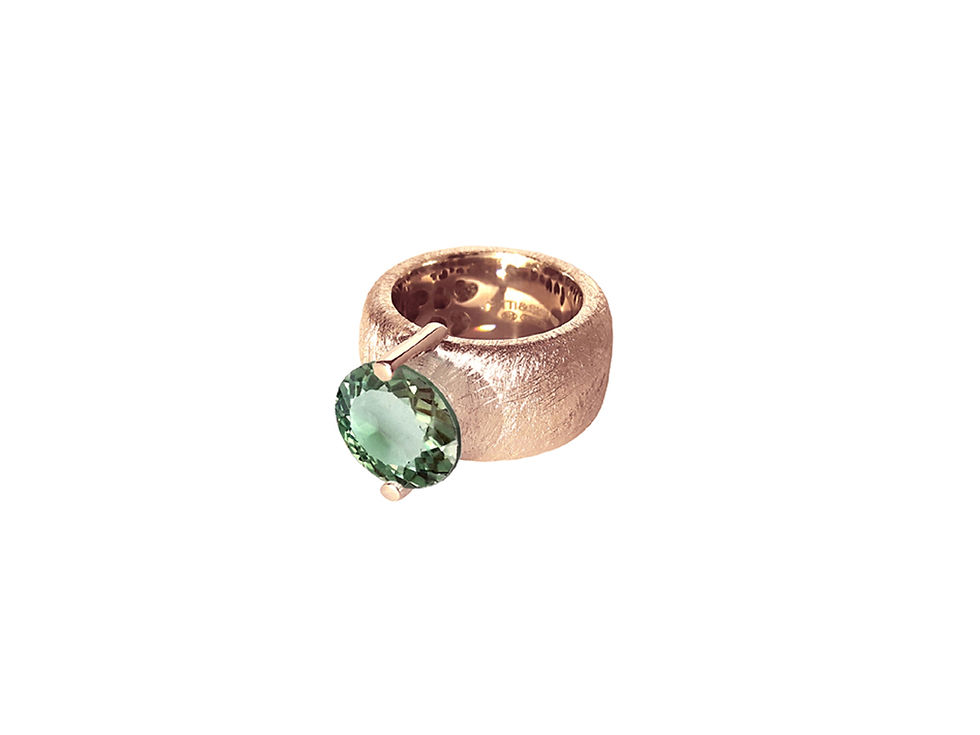 AN8581R-Q-VE-Golden Rose & Green Quartz 12mm Rnd-Band Ring