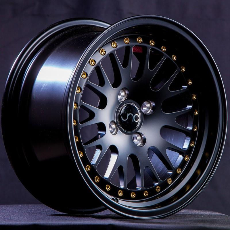 JNC Wheels JNC001 Matte Black Gold Rivets