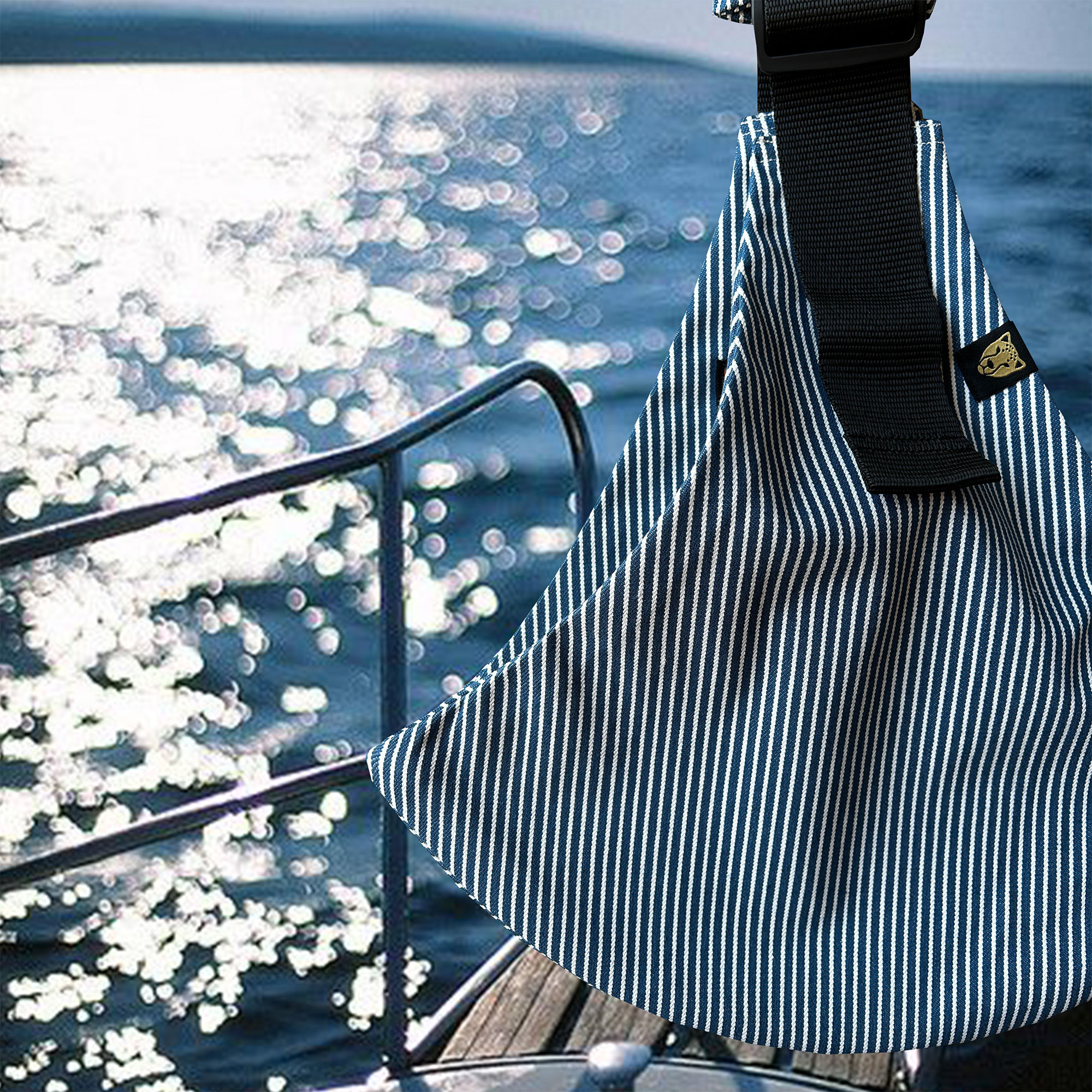 Porte-bébé rayure indigo