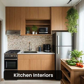 Compact modern kitchen with wooden storage cabinets and functional design