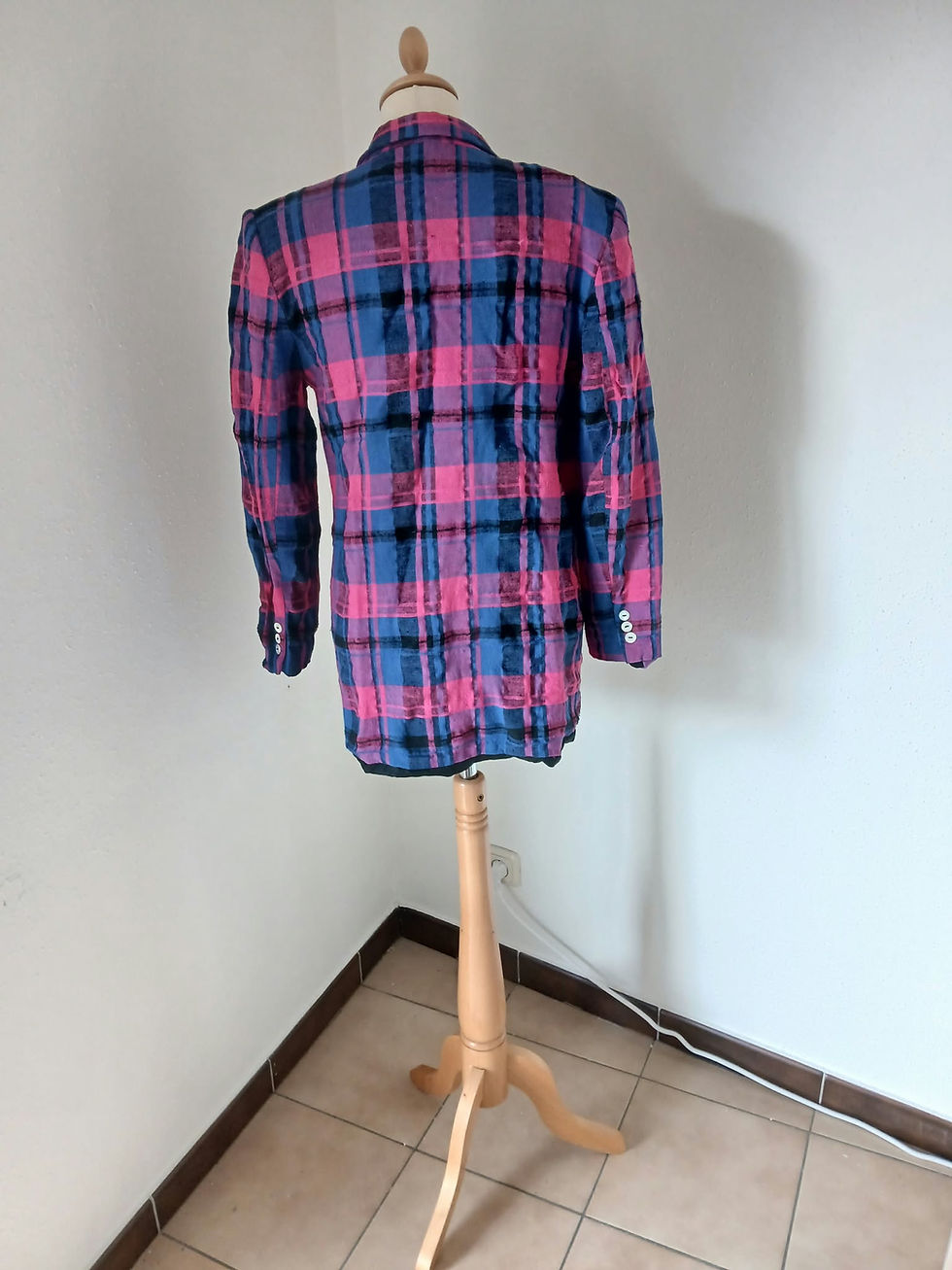 Thumbnail: Upcycled Cropped Plaid Blazer with Charms