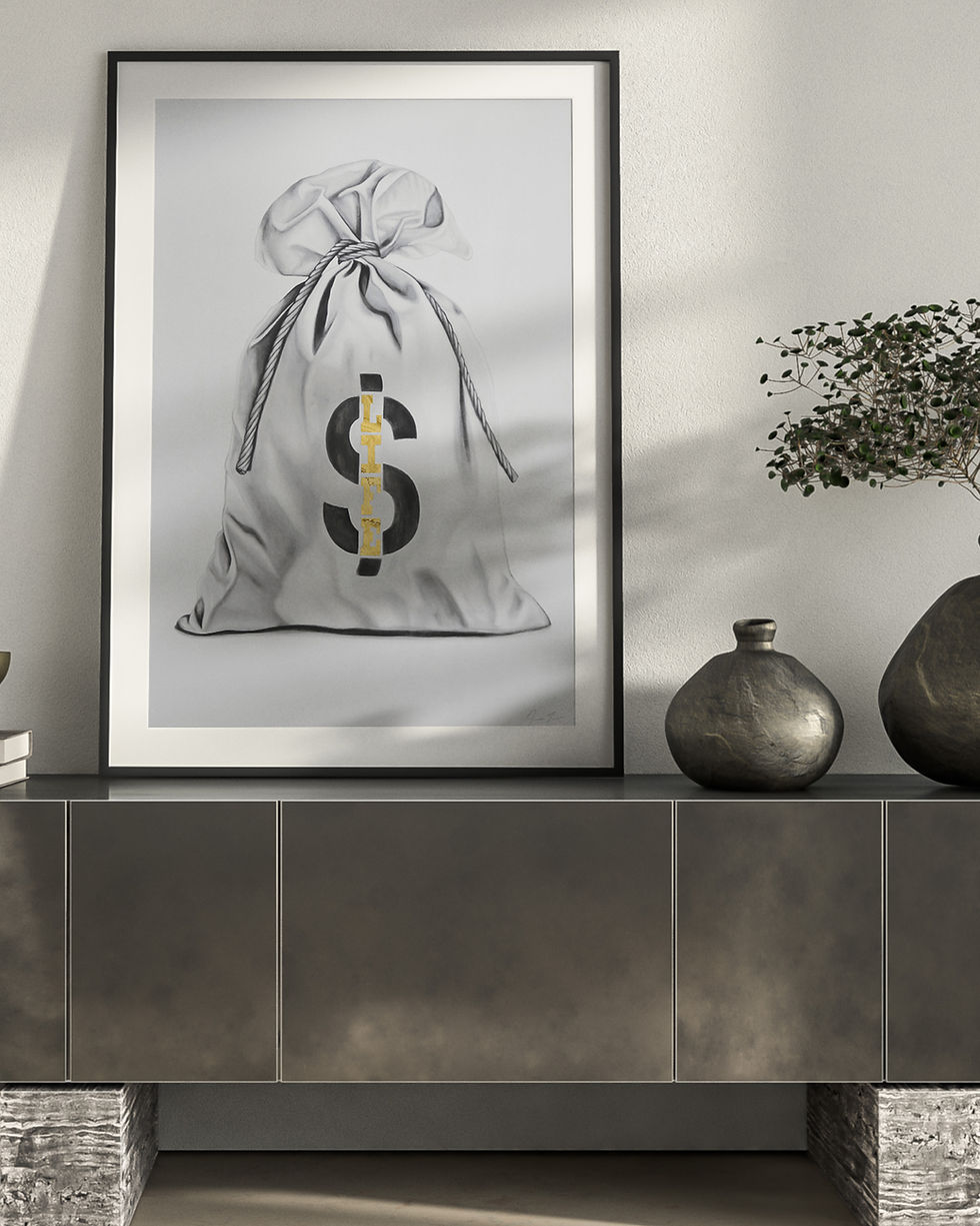 Thumbnail: "THE BAG" - Hand Embellished Giclee Print + 24K Gold Leaf (ed. of 3)