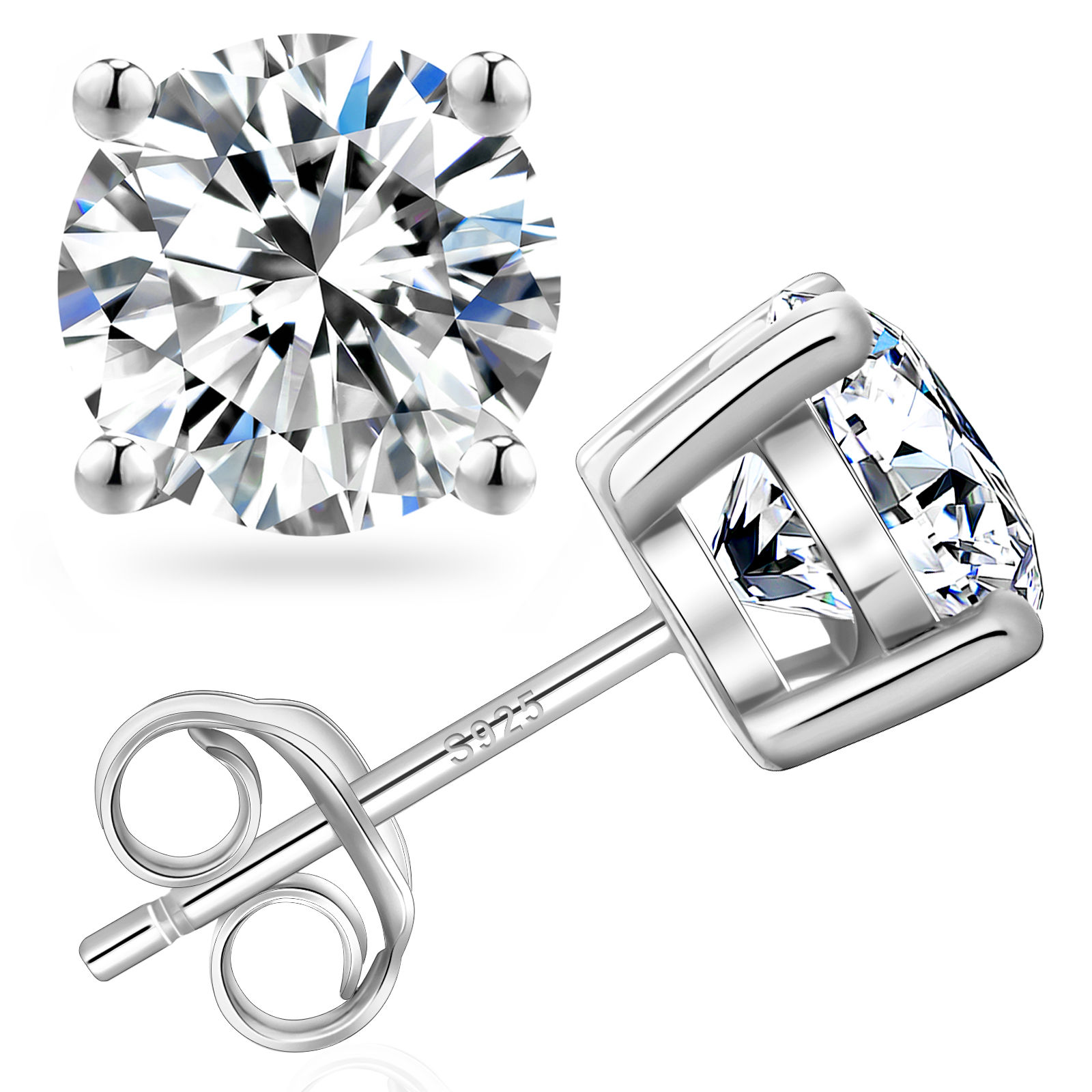 0.5ct 1ct 2ct 3ct Moissanite VVS GRA Certificate 14K White Gold Plated 925 Sterl