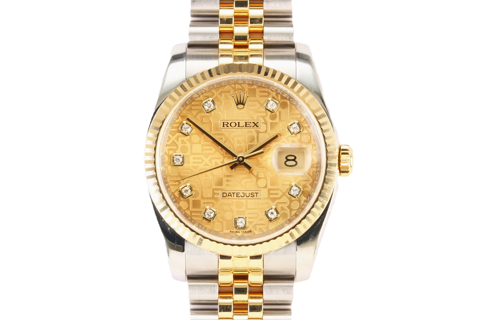 ROLEX DATEJUST 36MM '116233' STEEL & 18K YW GOLD CHAMPAGNE ANNIVERSARY DIAMOND