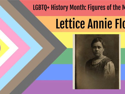  Lettice Floyd (Museum of London) image overlaid on a pride intersex inclusion flag. Image reads: LGBTQ+ History Month Lettice Annie Floyd