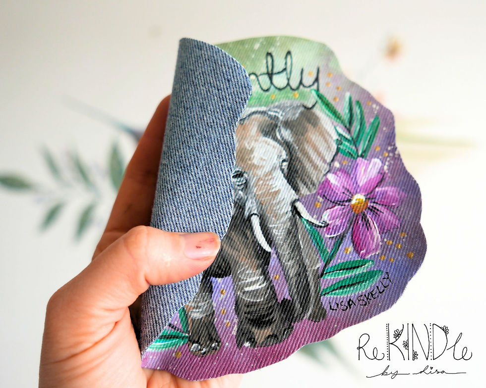 Thumbnail: Hand-Painted Elephant Denim Patch: Upcycled Wildlife Art