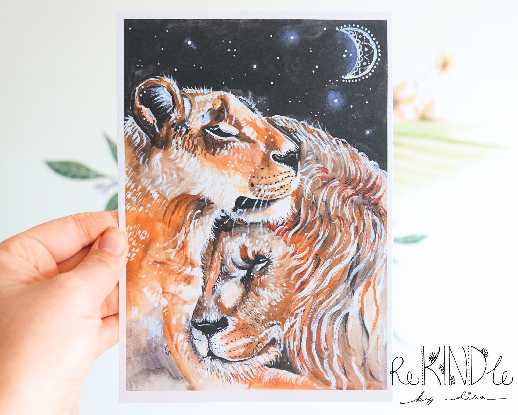 Lions in Love, Eco Vegan Art Print