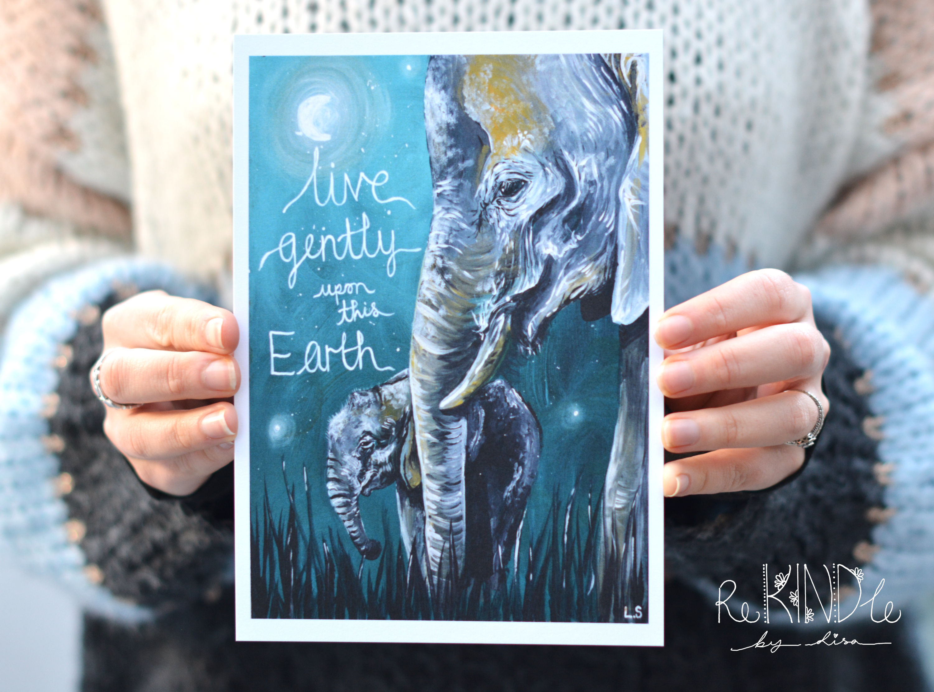 Live Gently Upon This Earth Elephants Print