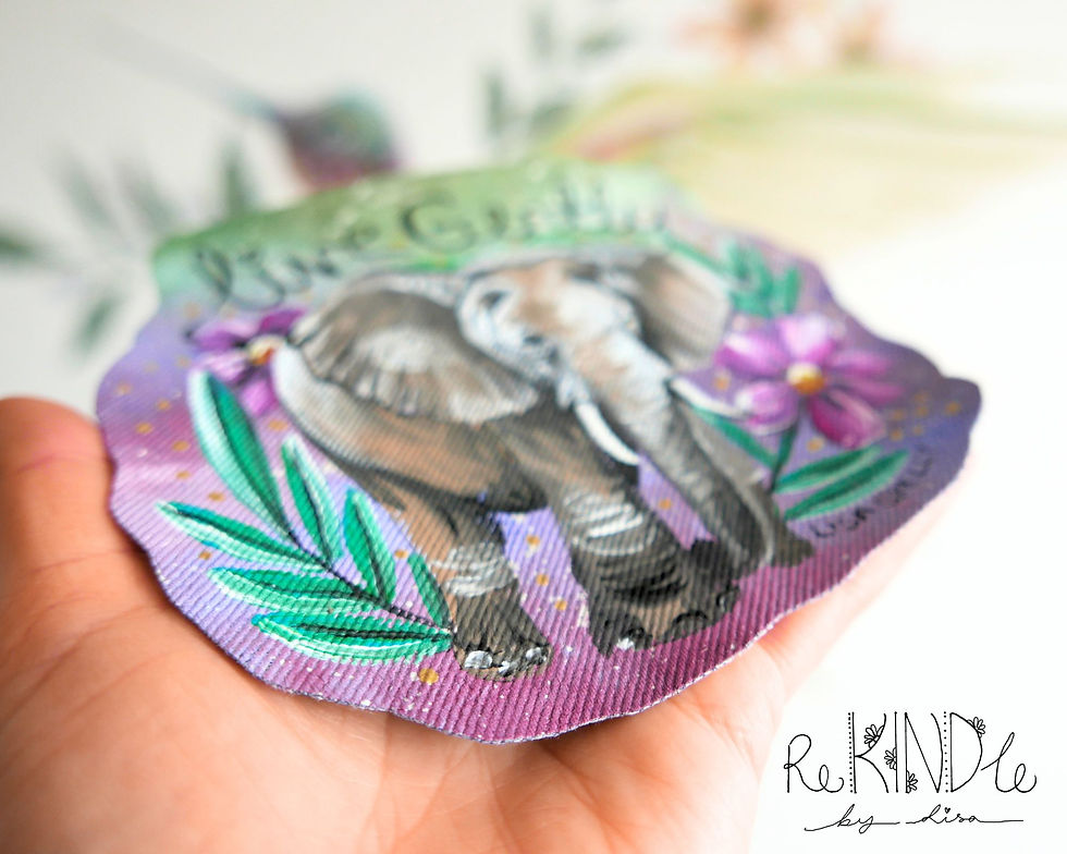 Thumbnail: Hand-Painted Elephant Denim Patch: Upcycled Wildlife Art