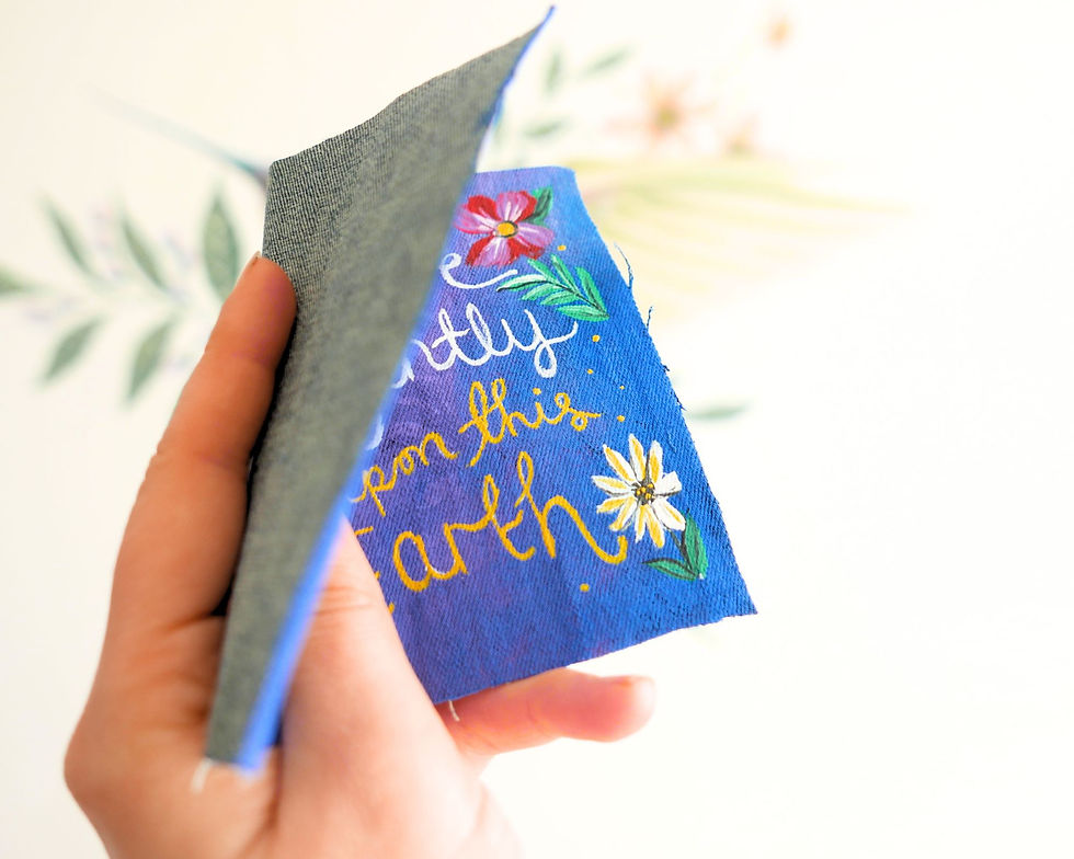 Thumbnail: Hand Painted Deer Patch: Upcycled Denim, 'Live Gently' Eco Art