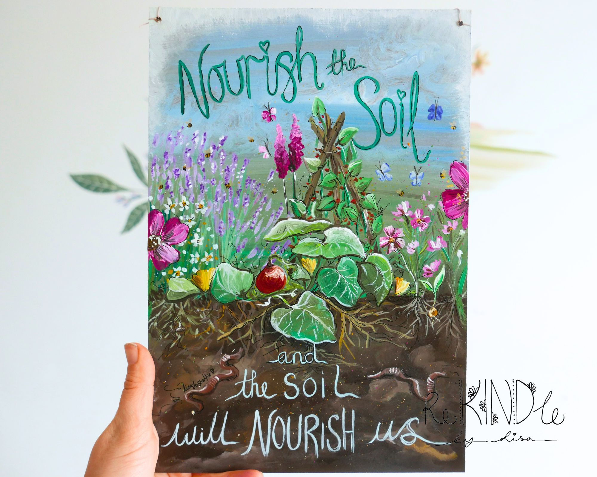 Original Eco Painting 'We Are Nature'  on A4 Reclaimed Hardboard