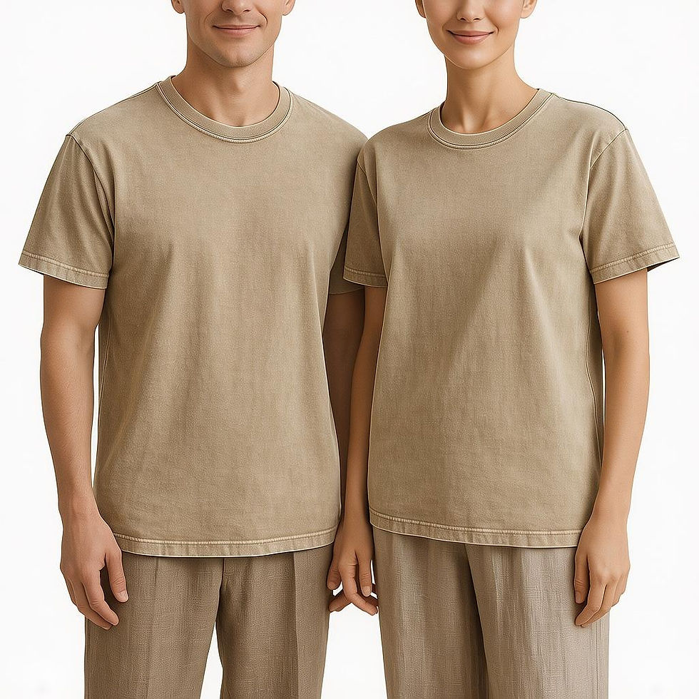 Adults pair sand beige t-shirt