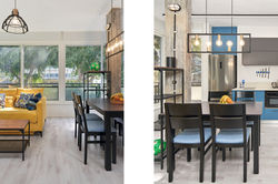 העמוד בין המטבח לסלון נחשף ונשאר גולמי