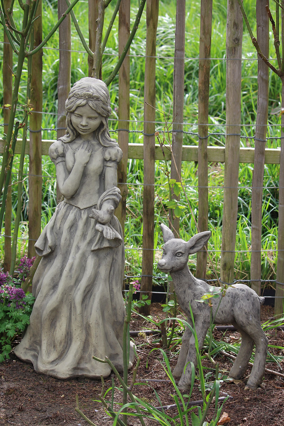 Brüderlein und Schwesterlein; Vidroflor; Steinguss; Gartenskulpturen; Steinskulpturen; Gartendeko; Märchenhaft; Steinduo; Set