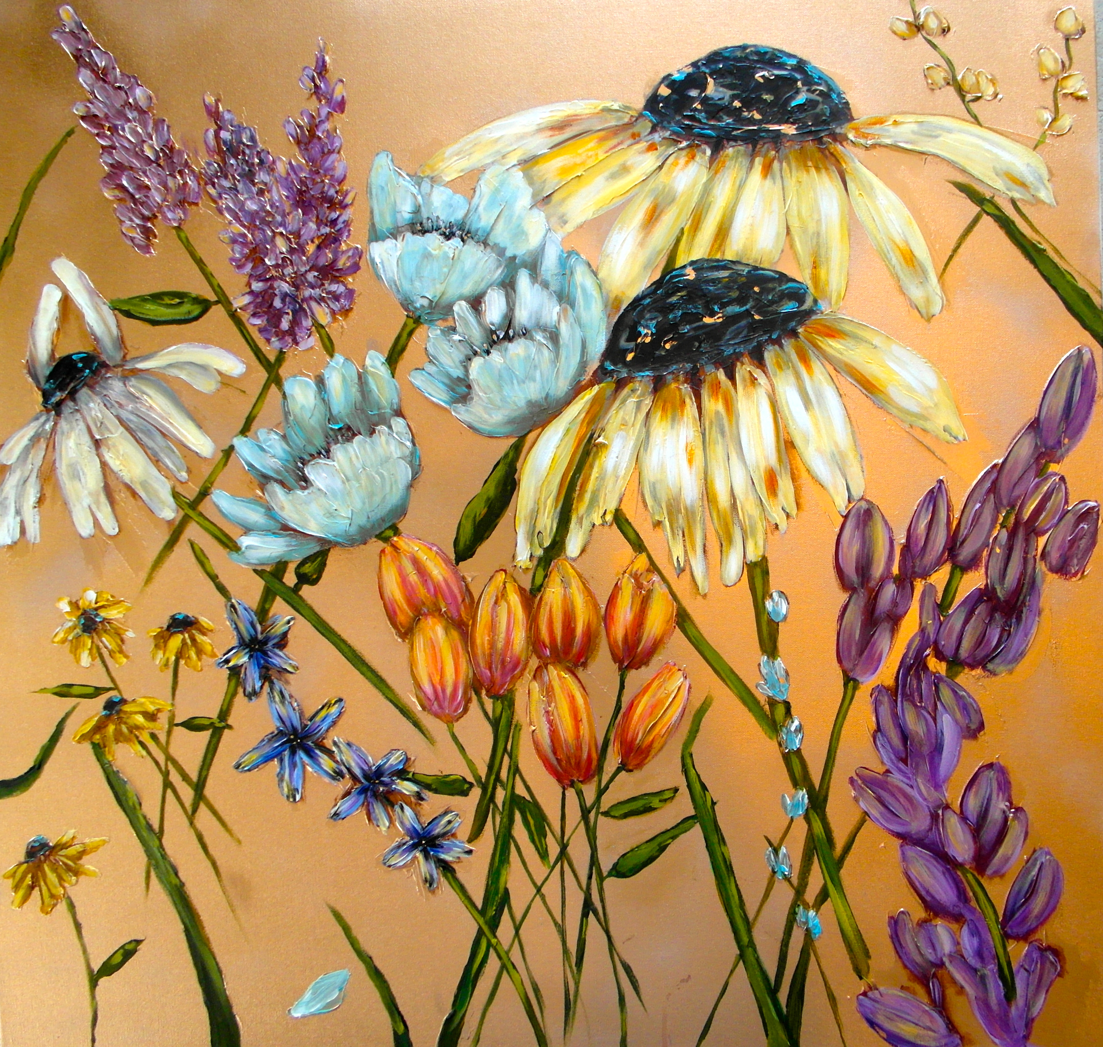 Impressionistic floral paintings