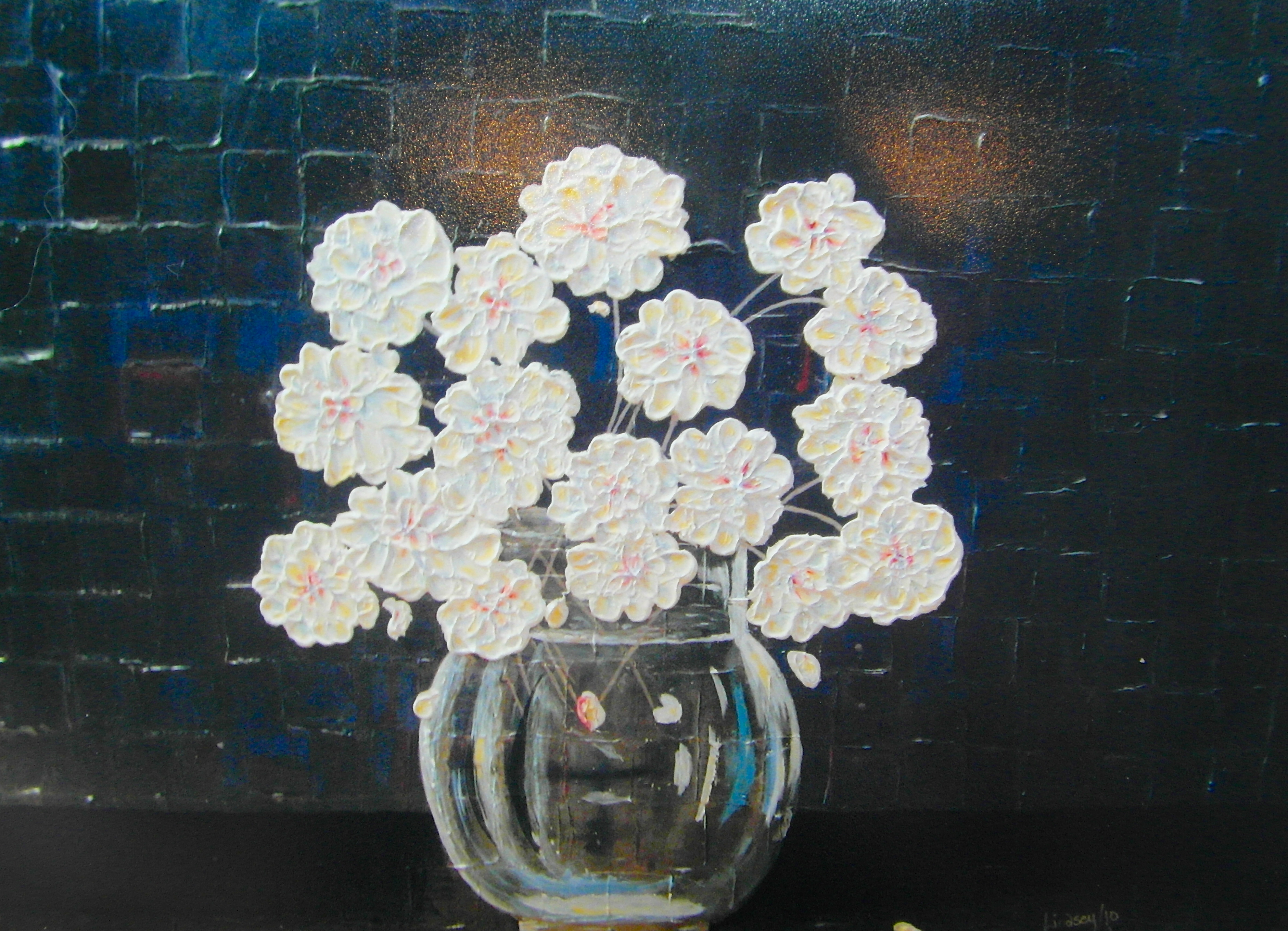 abstract flower vase painting