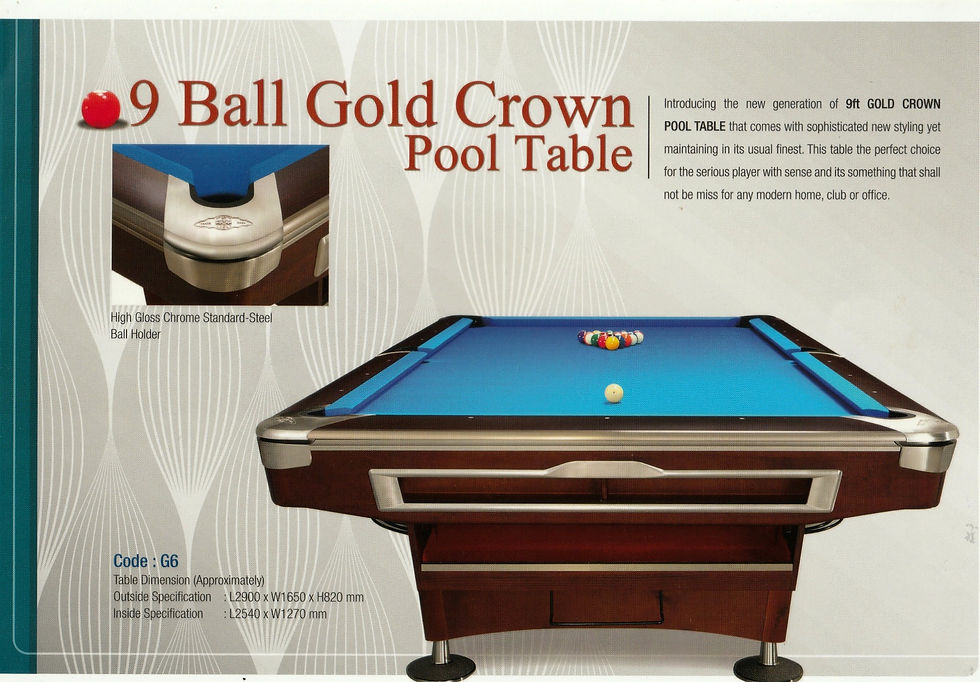 GOLD CROWN American Pool Table - 8FT / 9FT