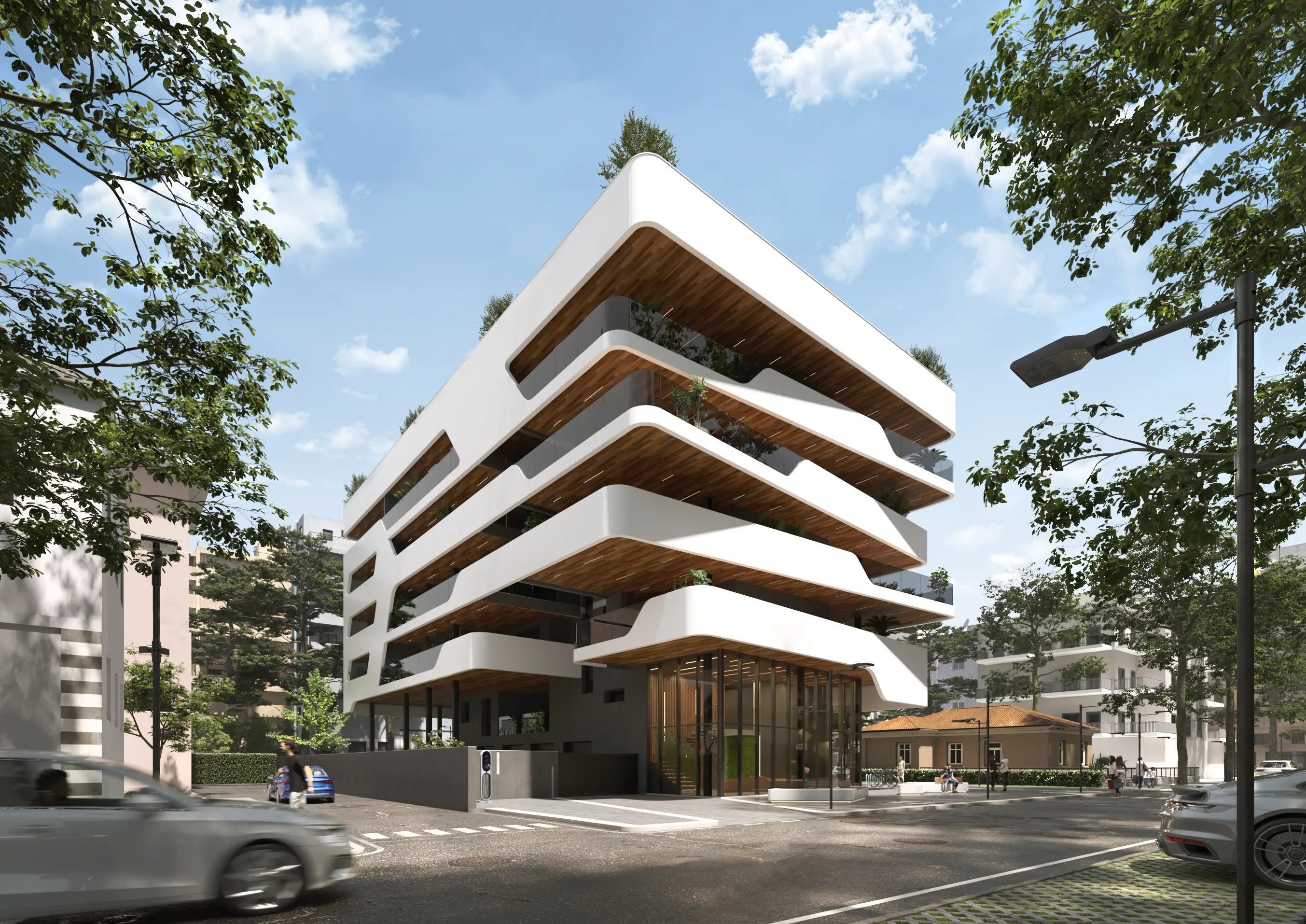 immagini rendering per Palazzo Mistral, edificio residenziale nel centro di Pescara, in Via Vespucci. Immagini e comunicazione a cura di Albero Architetture
