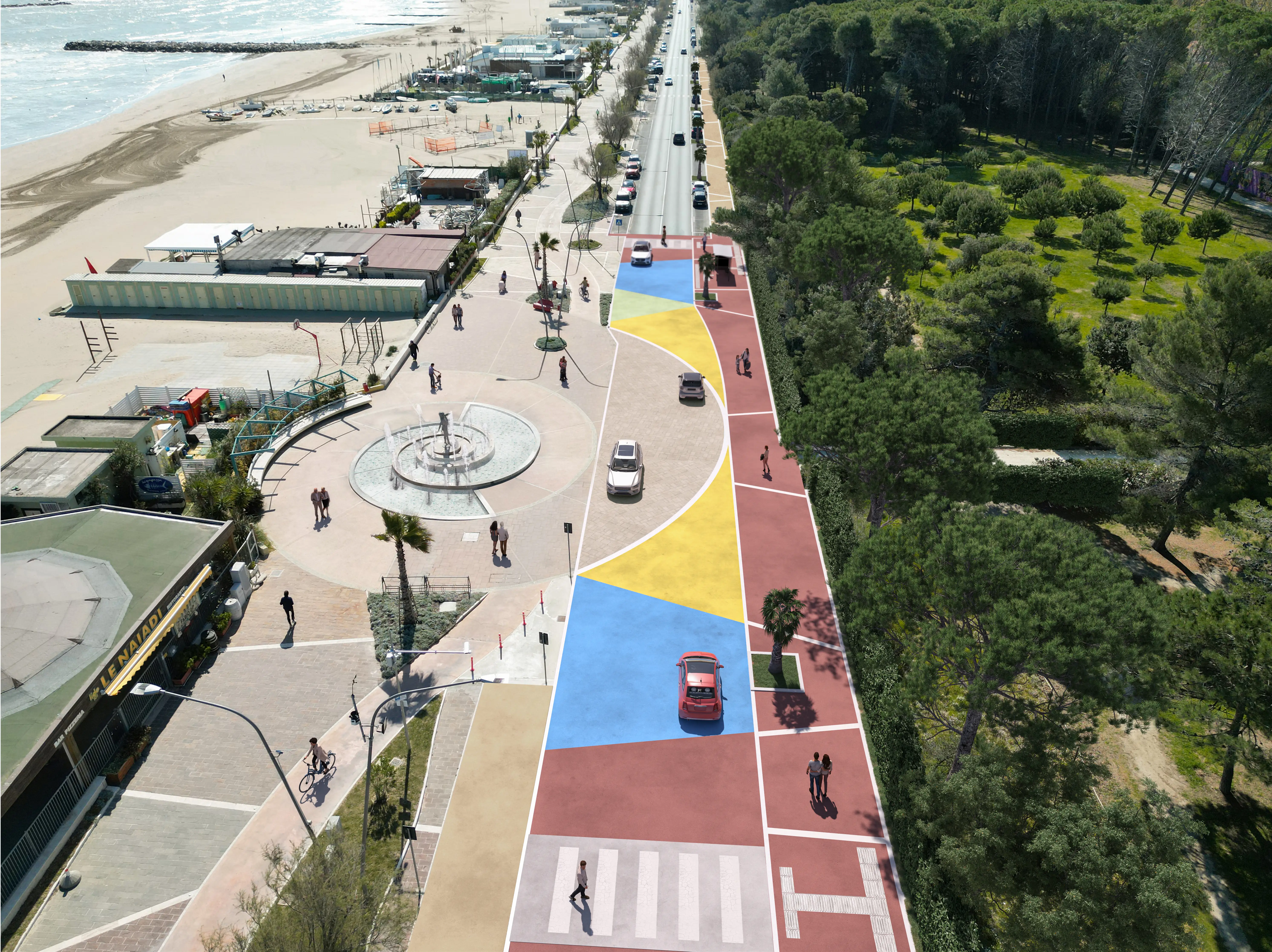 Restyling del viale della riviera Pescara, foto inserimento aereo su base fotografica drone