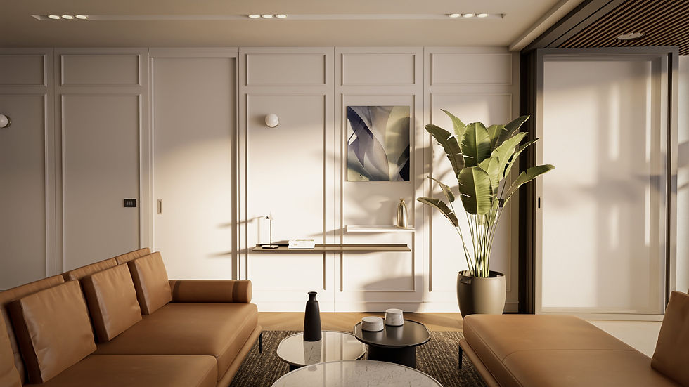 Interior living rendering cgi