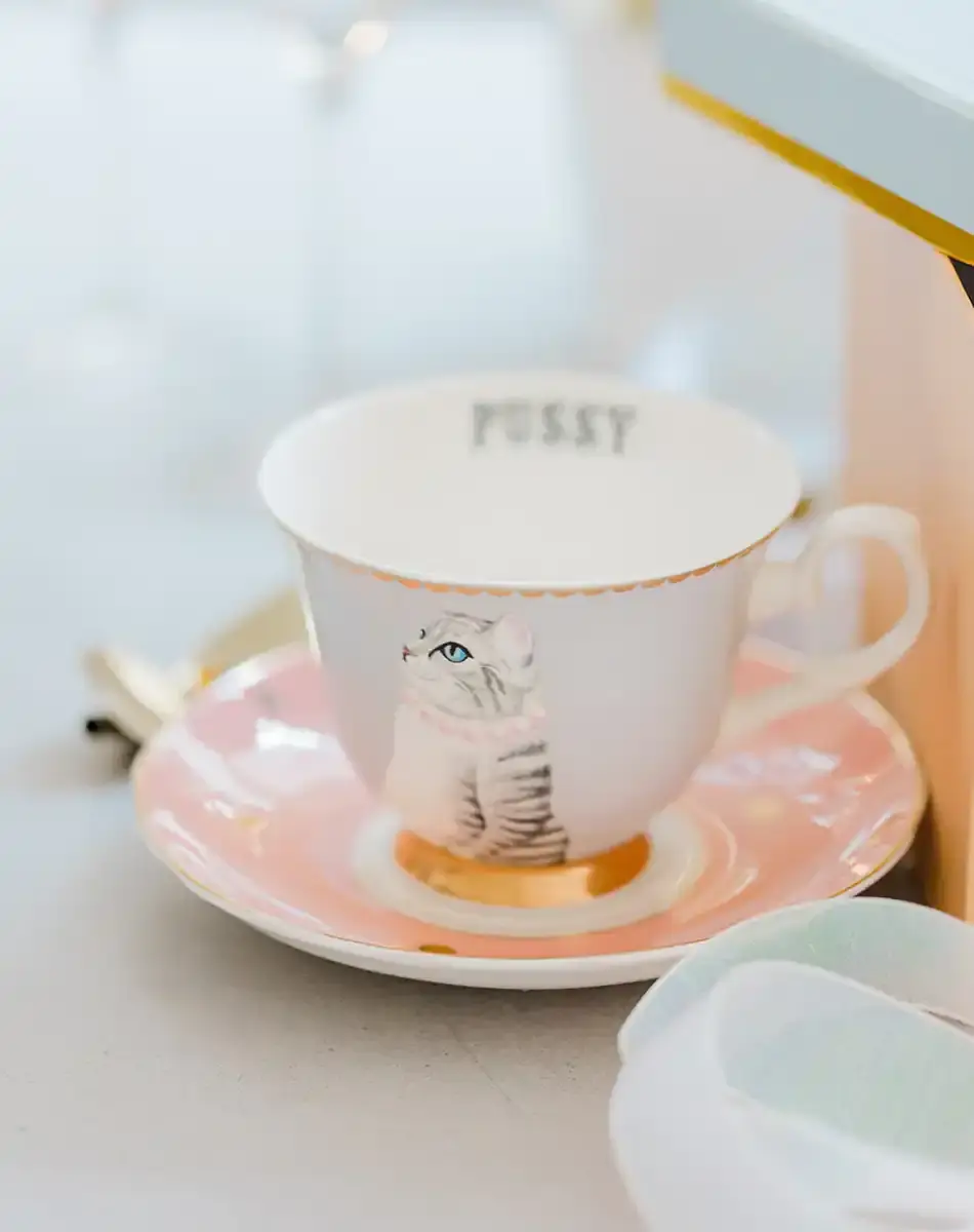 Thumbnail: pussy cat teacup and saucer from yvonne ellen