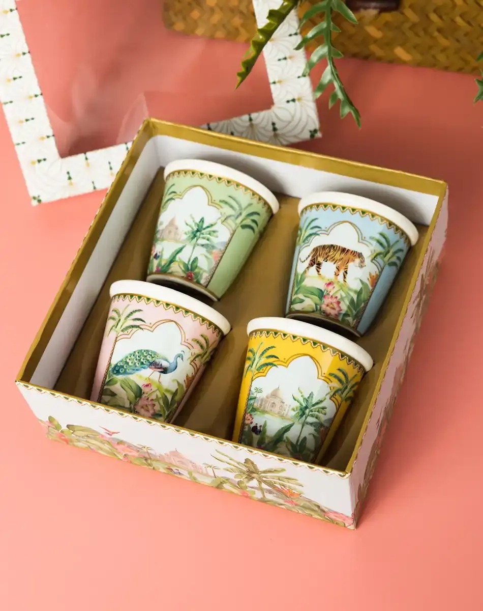 Thumbnail: set of four coffee cups 100 ml in a gift box paradise sauvage collection easy life boutique