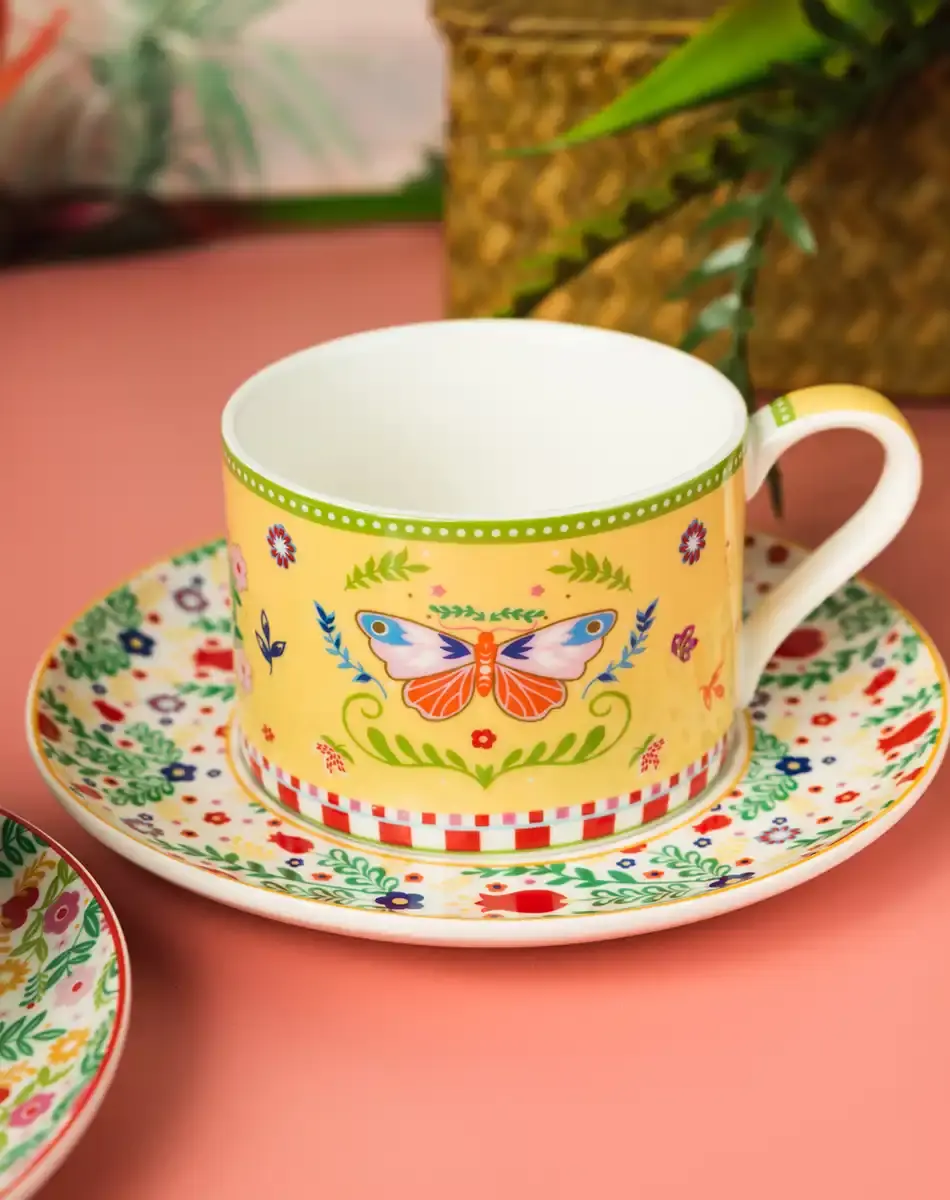 Thumbnail: Spring Folk set of two cups and saucers in a gift box