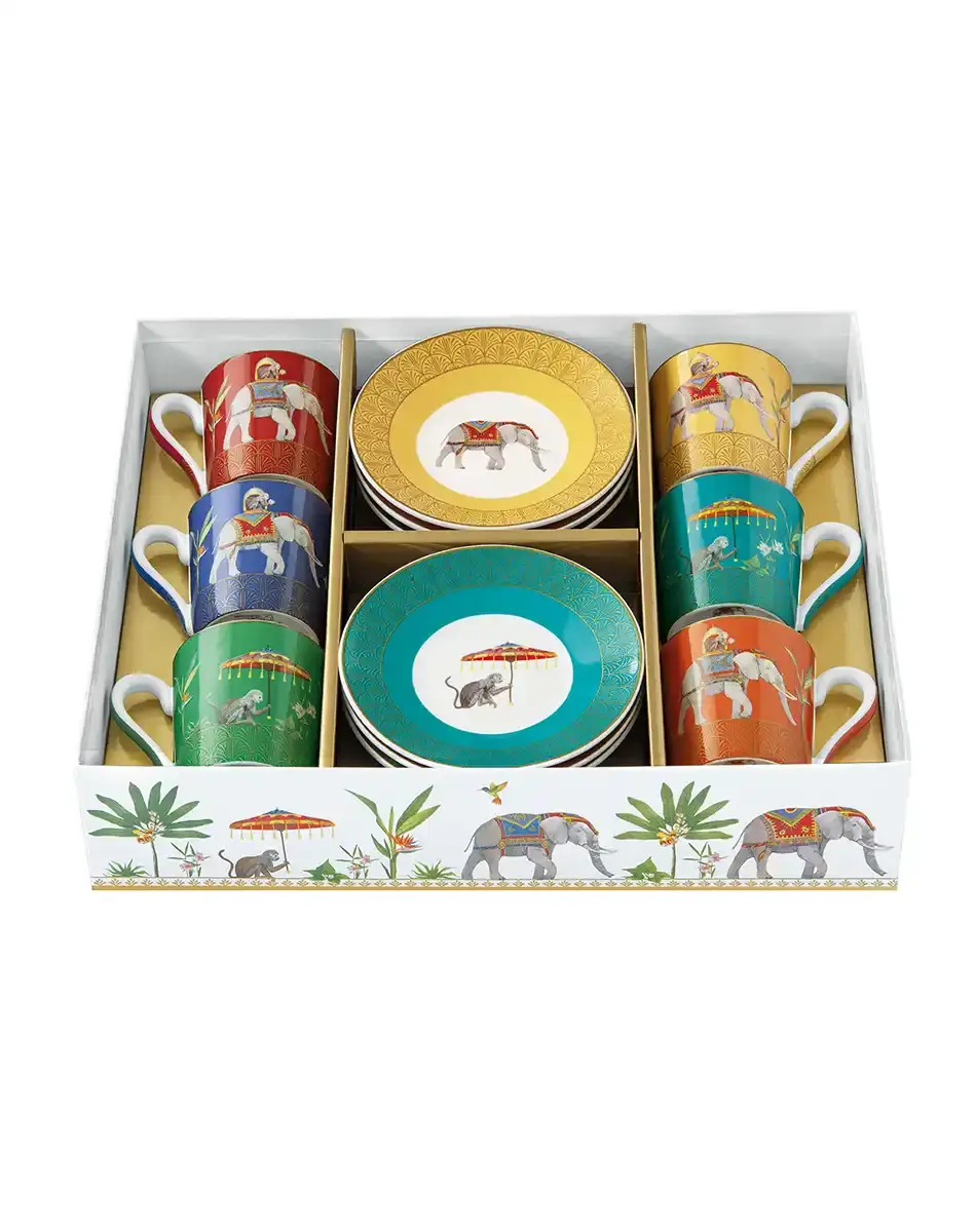 Thumbnail: set of six coffee cups and saucers marajah from easy life boutique