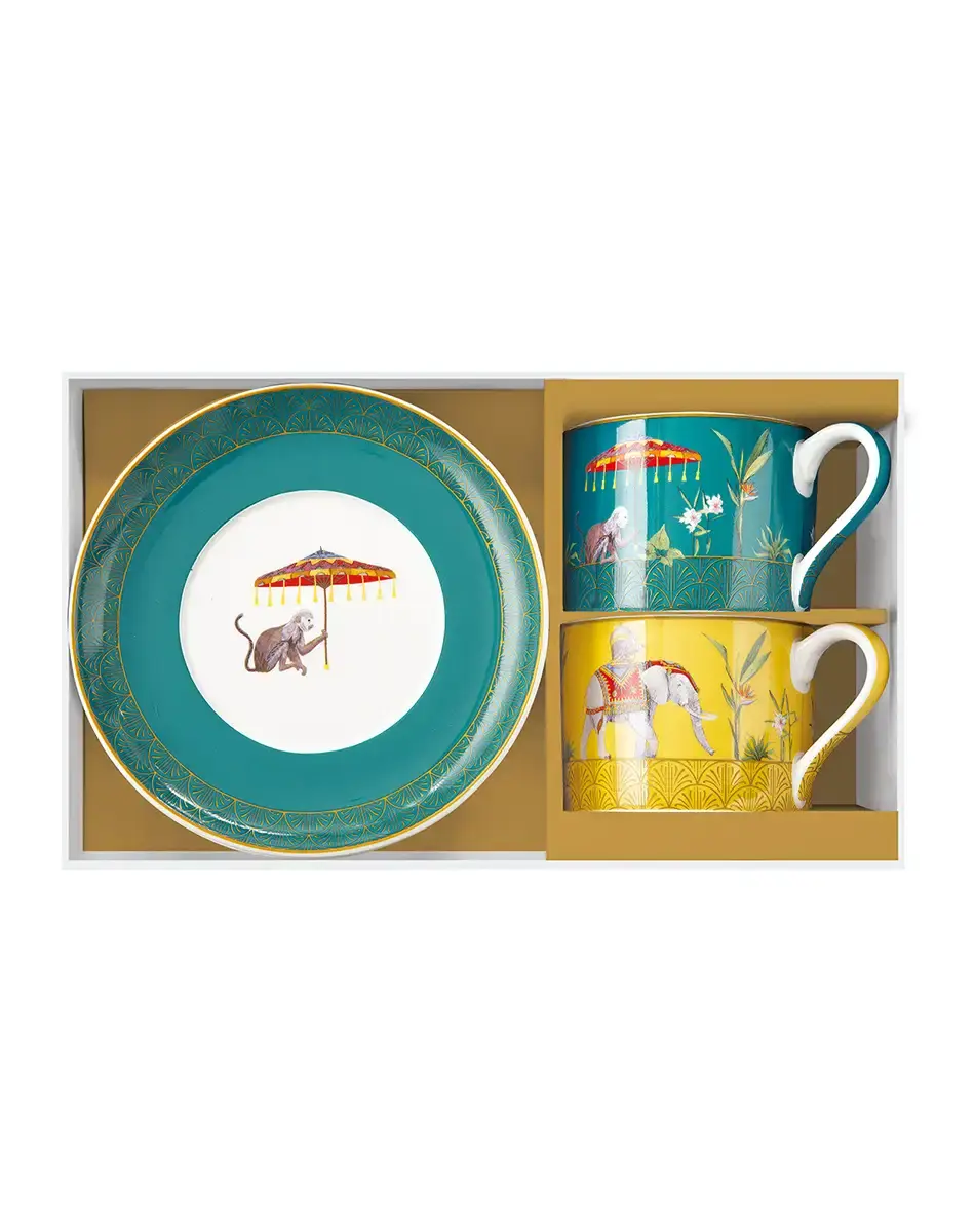 Thumbnail: set of 2 porcelain cups and saucers marajah easy life boutique
