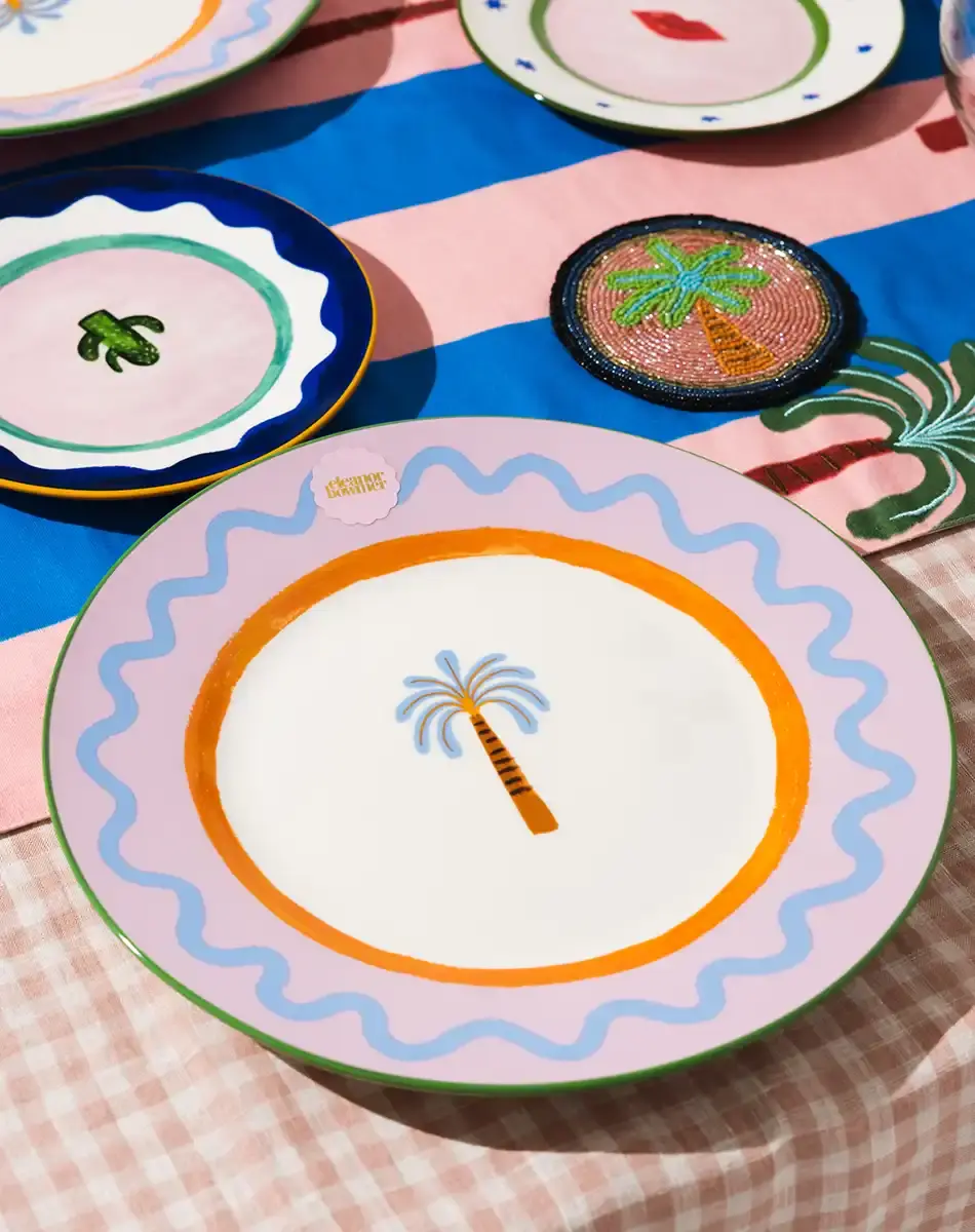 Thumbnail: electric coast palm tree dinner plate from eleanor bowmer