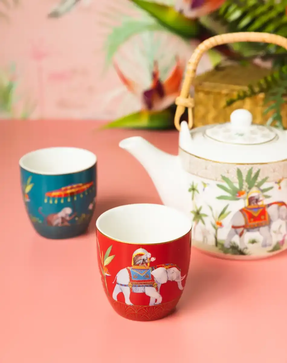 Thumbnail: porcelain teapot with a diffuser and 2 cups 160 ml marajah collection from easy life boutique