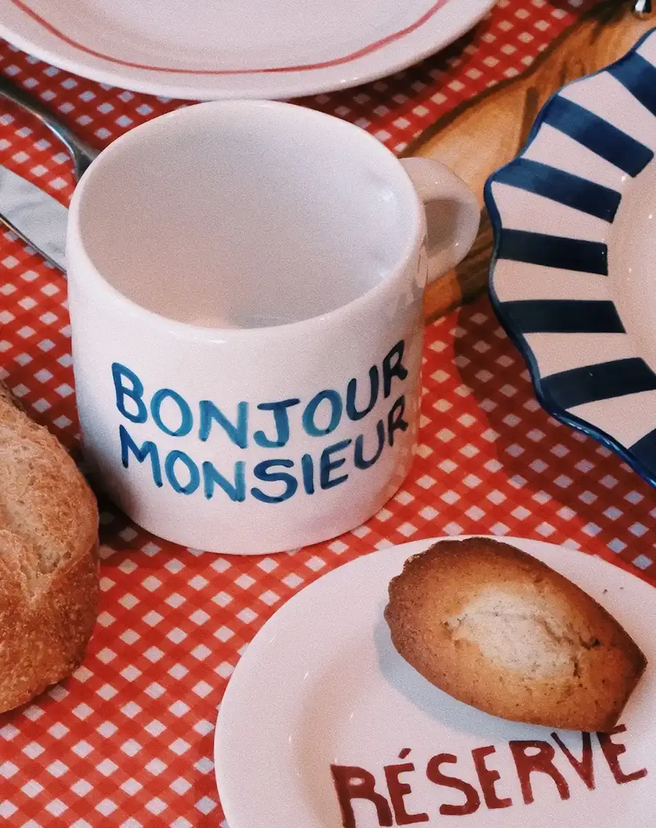 bonjour monsieur mug by anna and nina
