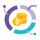 Financial process diagram with coins