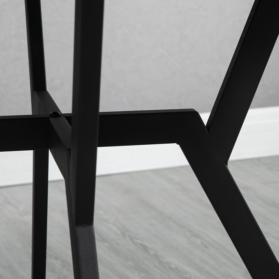 Thumbnail: Industrial Round-Top Dining Table with Steel Legs - Brown