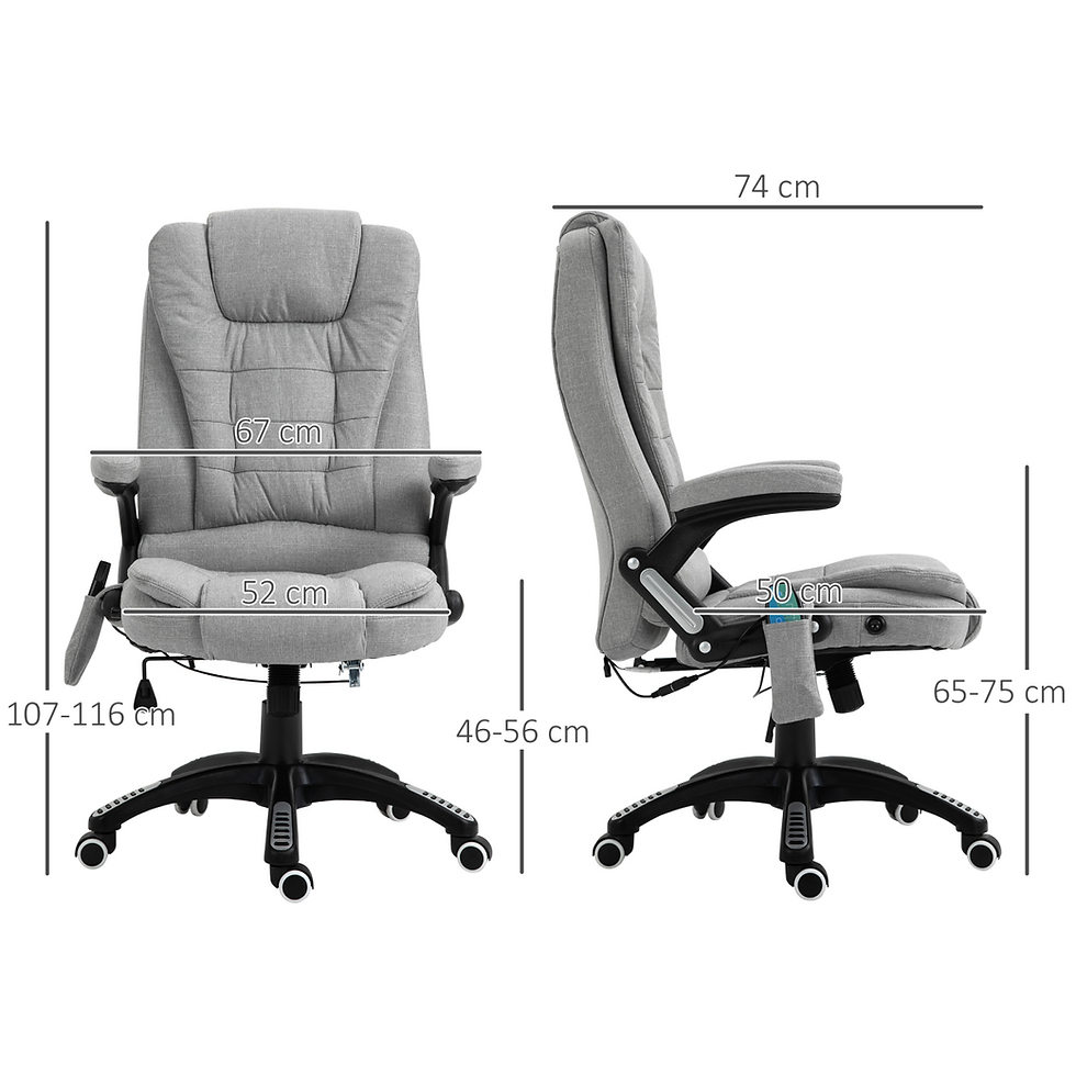 Thumbnail: Executive Heated Massage Recliner with Adjustable Headrest - Grey