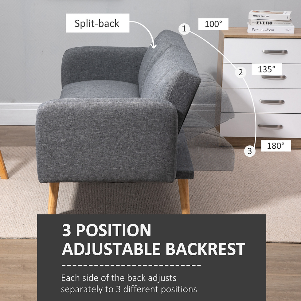 Thumbnail: Two-Seater Sofa Bed with Adjustable Backrest for Living or Guest Rooms