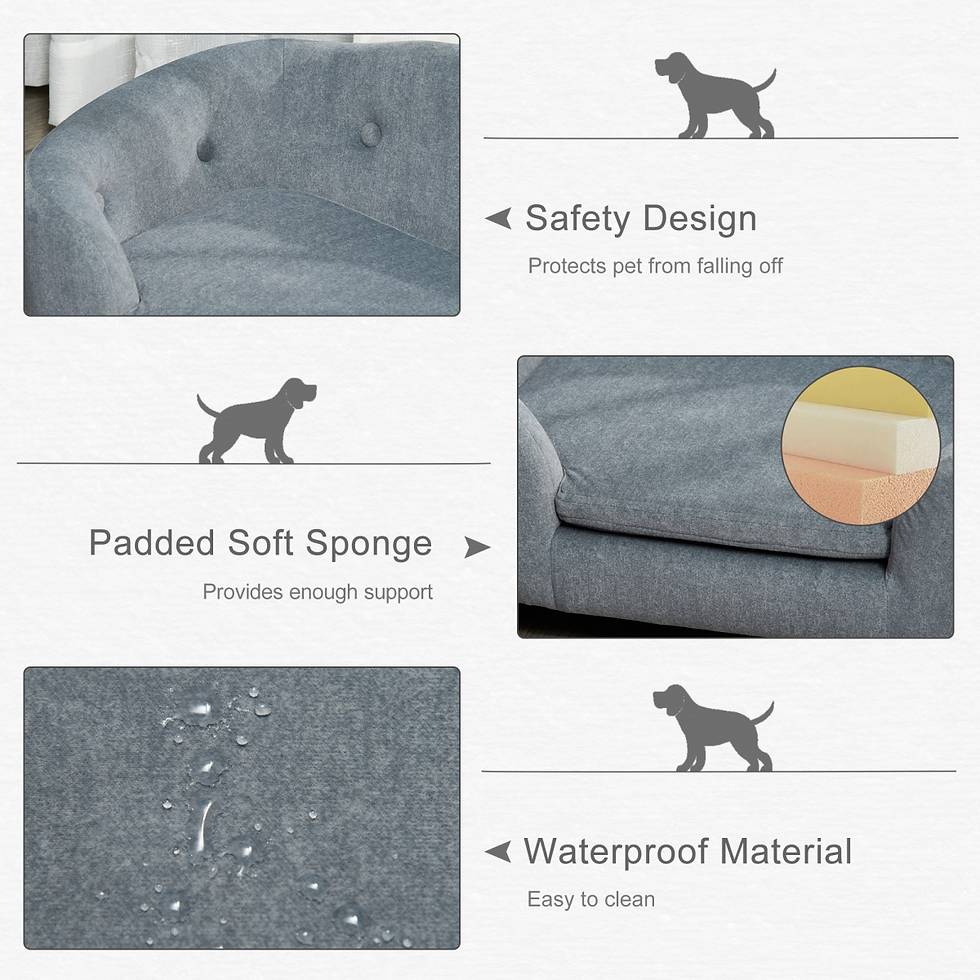 Thumbnail: Pet Sofa Dog Couch, Short Plush, for Small Dog, 70 x 47 x 30 cm, Grey Pawhut