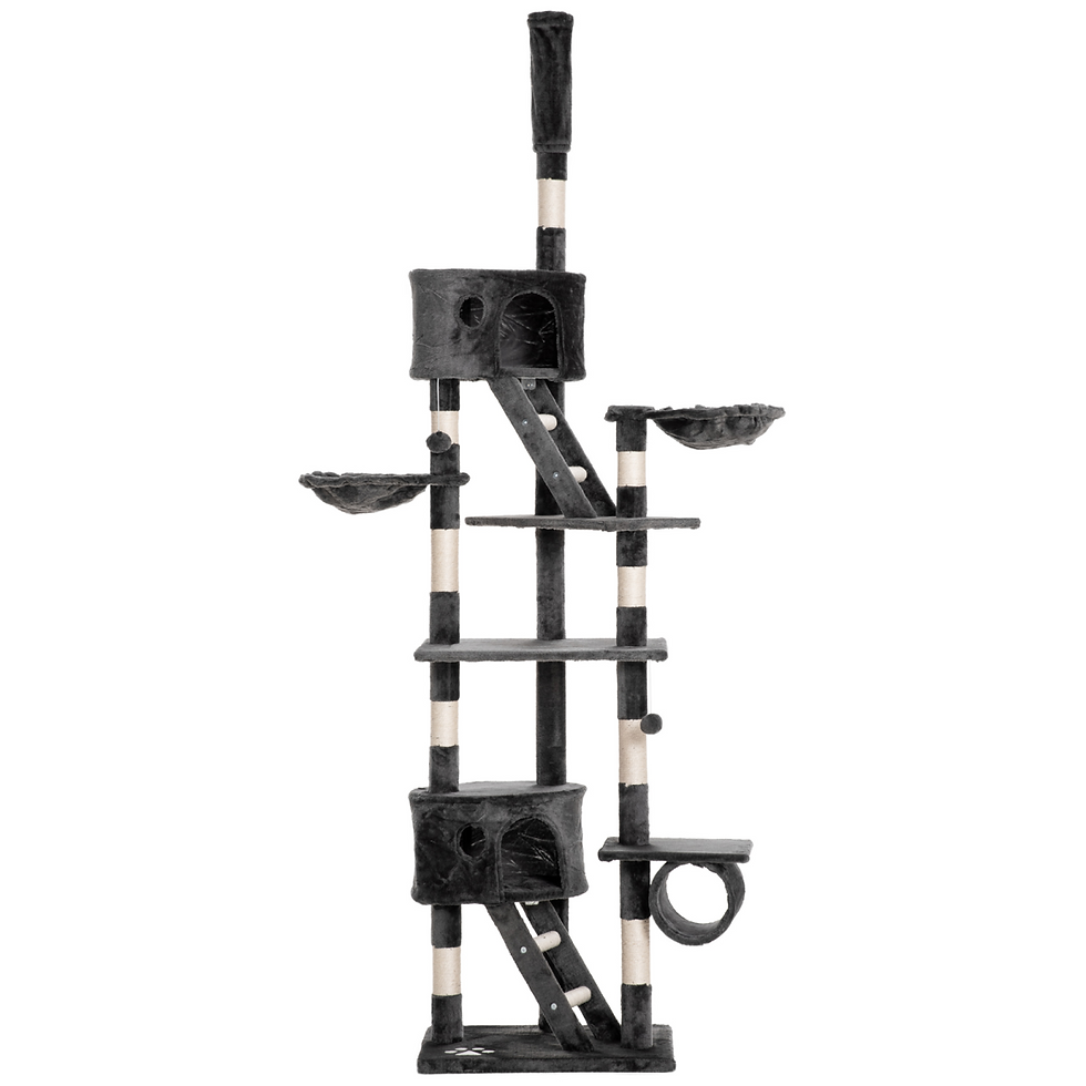 Thumbnail: PawHut 240-260cm Floor to Ceiling Cat Tree with Scratching Posts - Dark Grey