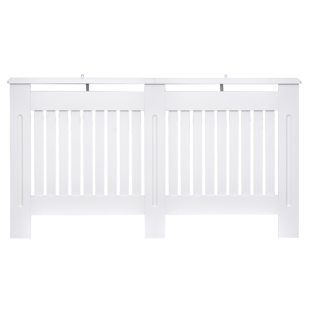 HOMCOM White Radiator Cover with Shelf, Slatted MDF Cabinet, 152x19x81cm