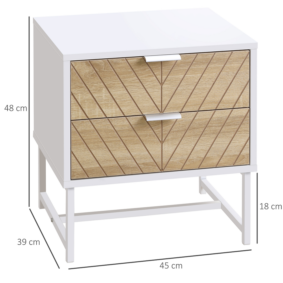 Thumbnail: Chevron Stripe 2-Drawer Bedside Table, White & Oak