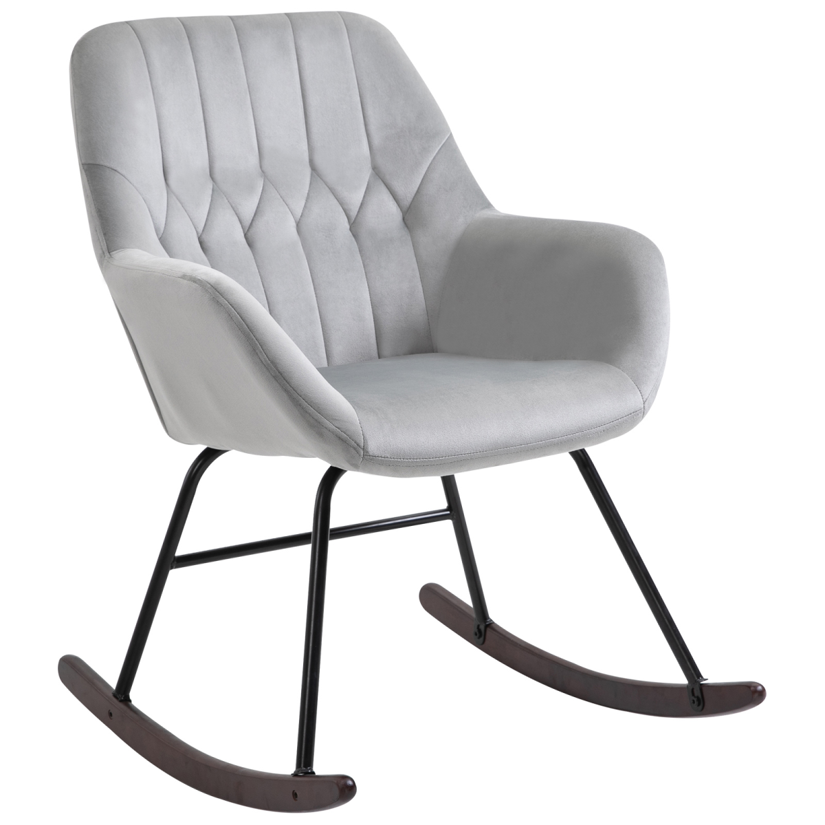 Modern Grey Rocking Chair with Steel Frame, Sponge Padding for Home Office