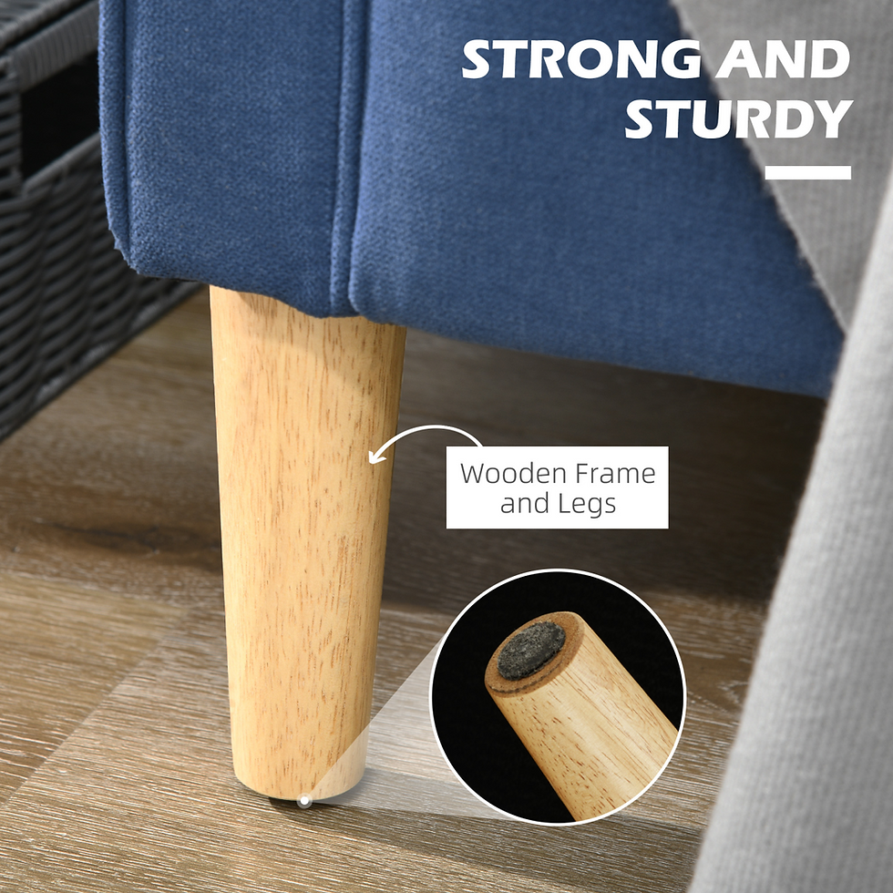 Thumbnail: HOMCOM Compact Blue Loveseat Sofa with Hidden Storage and Wood Legs
