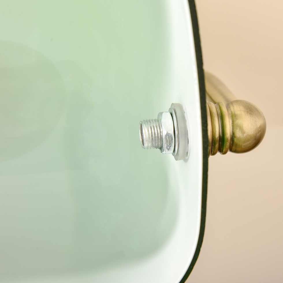 Thumbnail: Banker's Desk Lamp with Antique Bronze Base, Glass Shade & Pull Rope