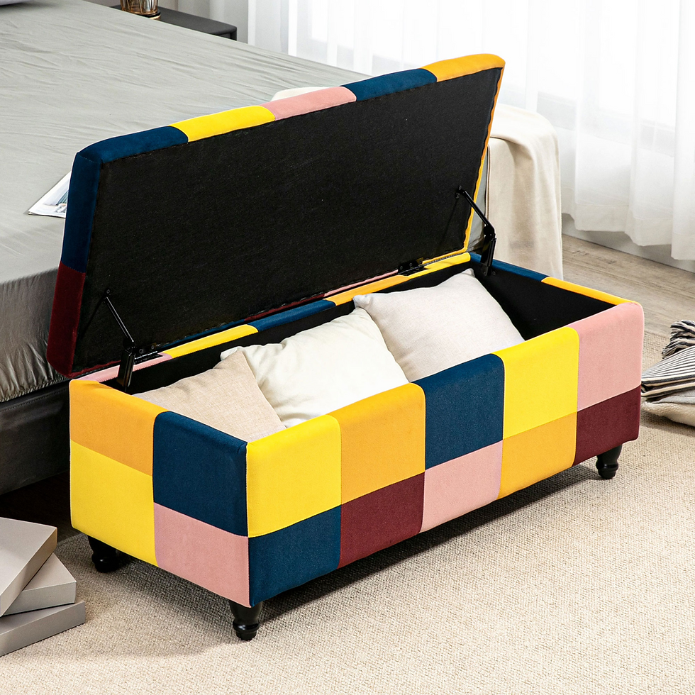 Thumbnail: Velvet Button-Tufted Storage Ottoman Bench, 114 x 47 x 47 cm