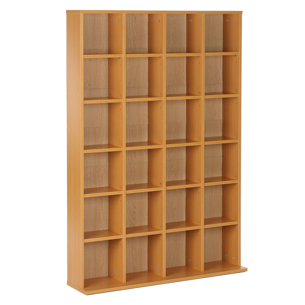 Beech 4-Unit CD/DVD Storage Rack with 8 Adjustable Shelves