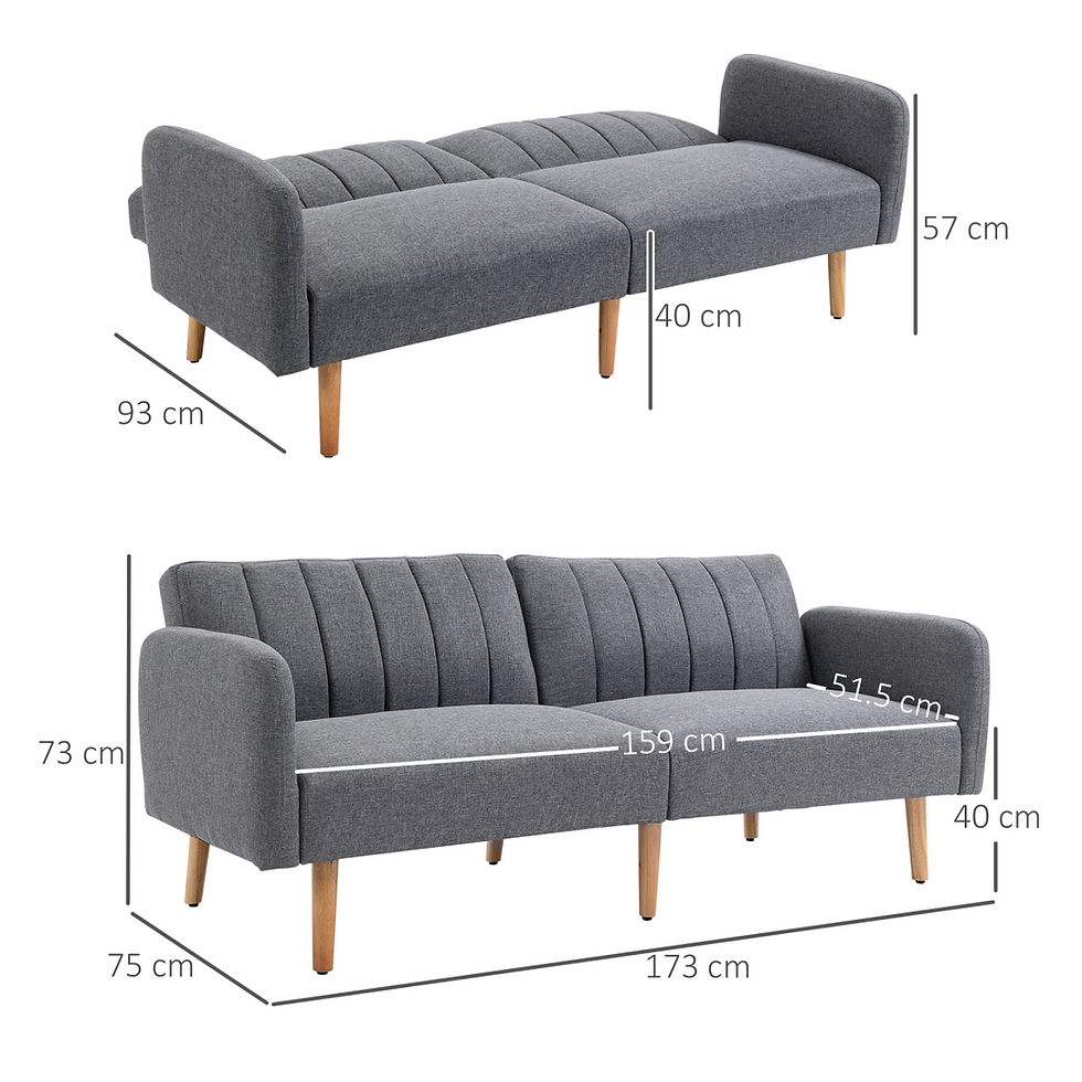 Thumbnail: Two-Seater Sofa Bed with Adjustable Backrest for Living or Guest Rooms