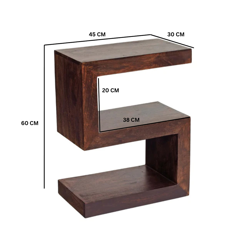 Thumbnail: Toko Dark Mango S-Shaped Display Unit in Solid Mango Wood (Assembled)