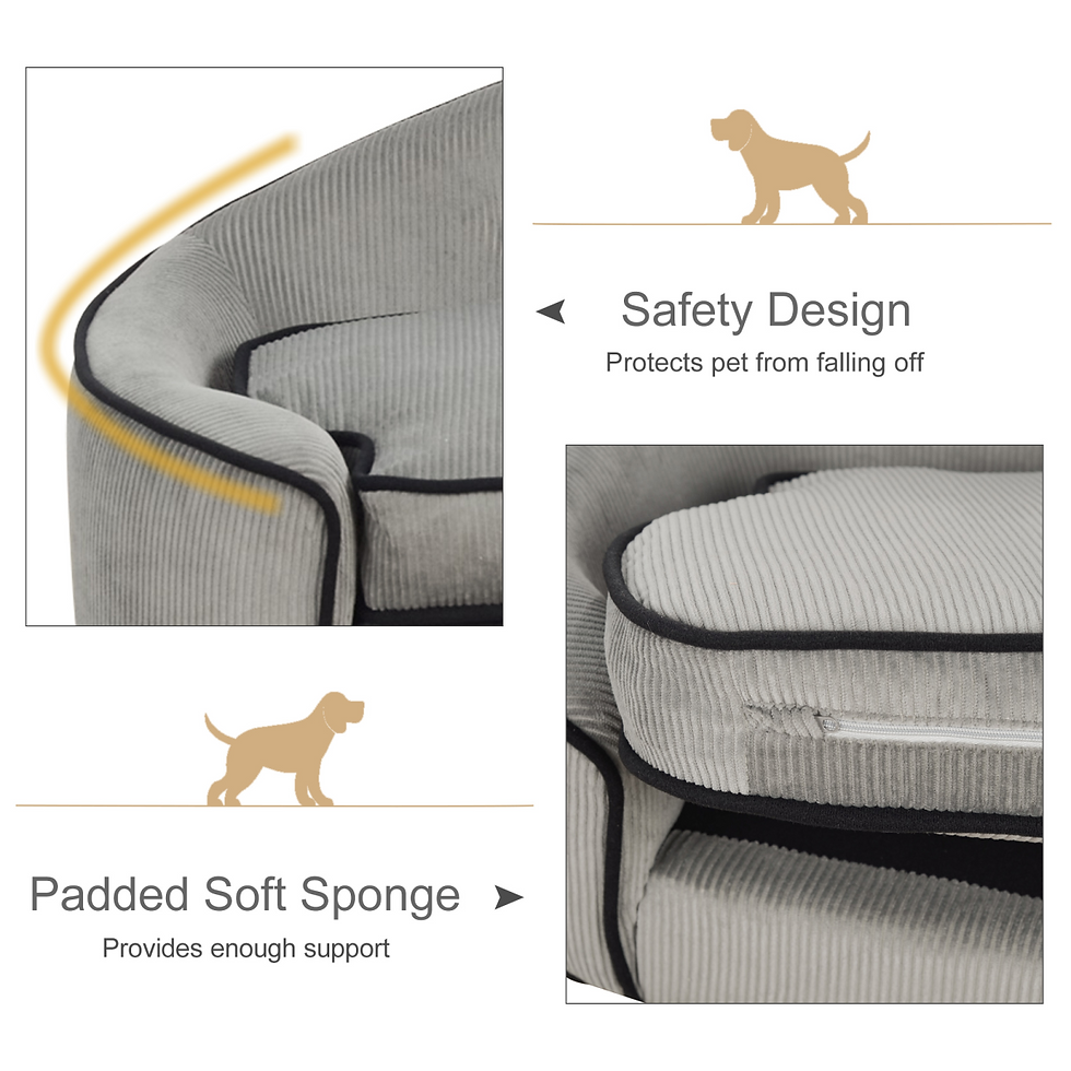 Thumbnail: Dog Sofa Bed Pet Chair w/ Sponge Padded Cushion for XS and S Size Dogs - Grey