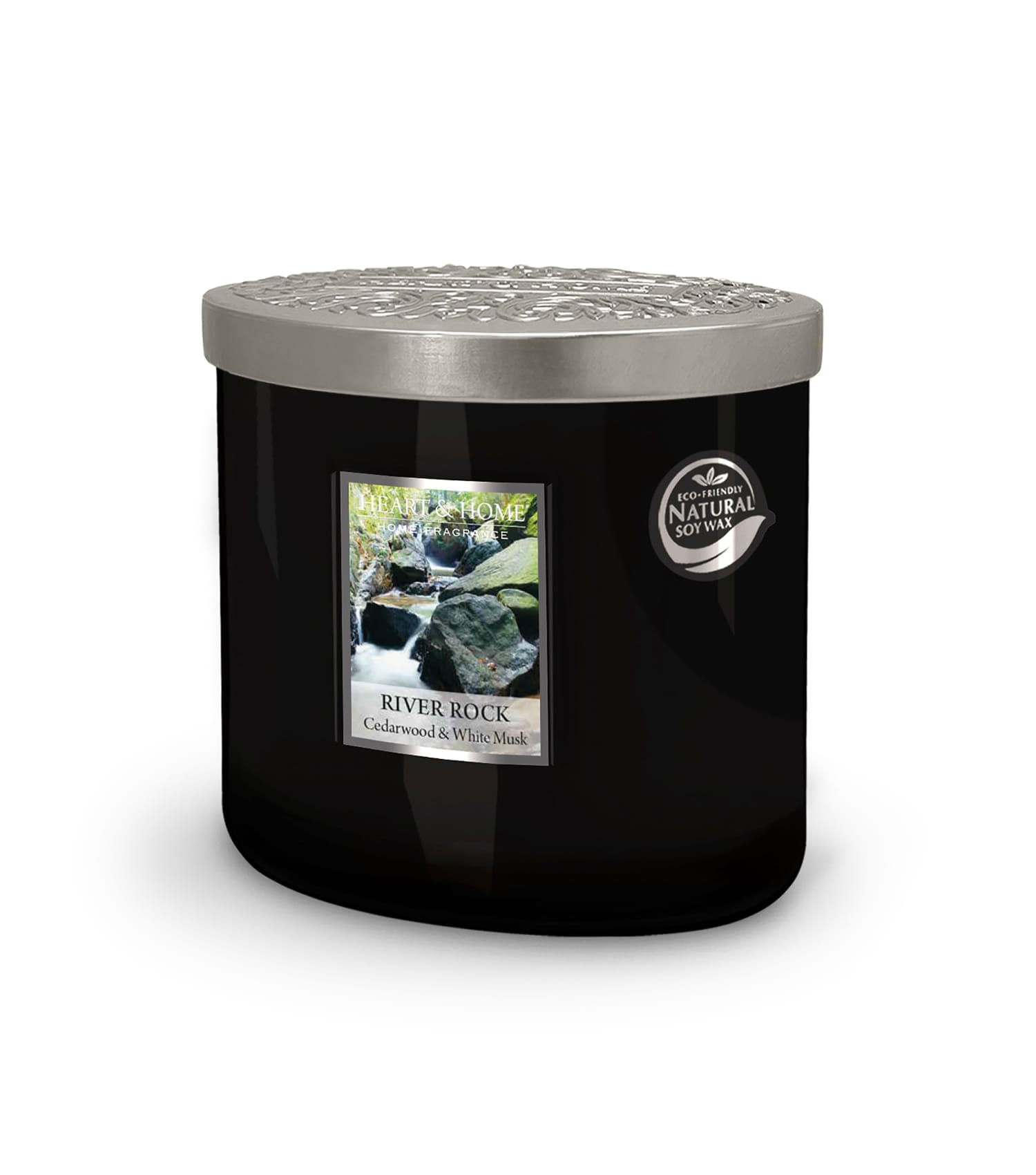 Heart & Home River Rock Twin Wick Soy Candle - 40 Hr Burn Bergamot Oakmoss